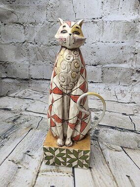 Jim Shore Heartwood Creek 2003 7 x 2.25 Inch Abraham Décor Cat Figurine RETIRED